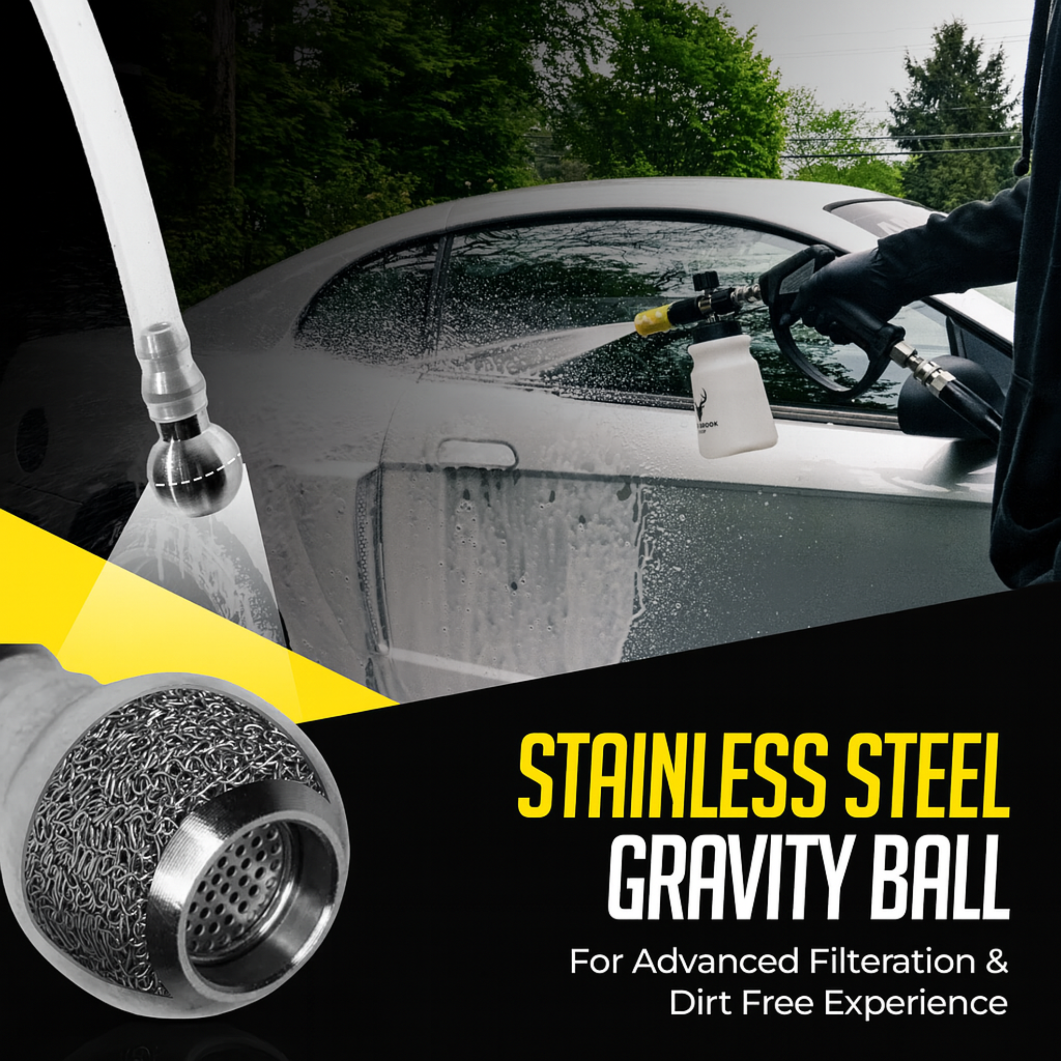 Deer Brook Shop The HORNET Foam Cannon(1L Wide Neck Bottle), Pressure Washer Soap Gun Attachment with Adjustable Foam Dial, 1/4