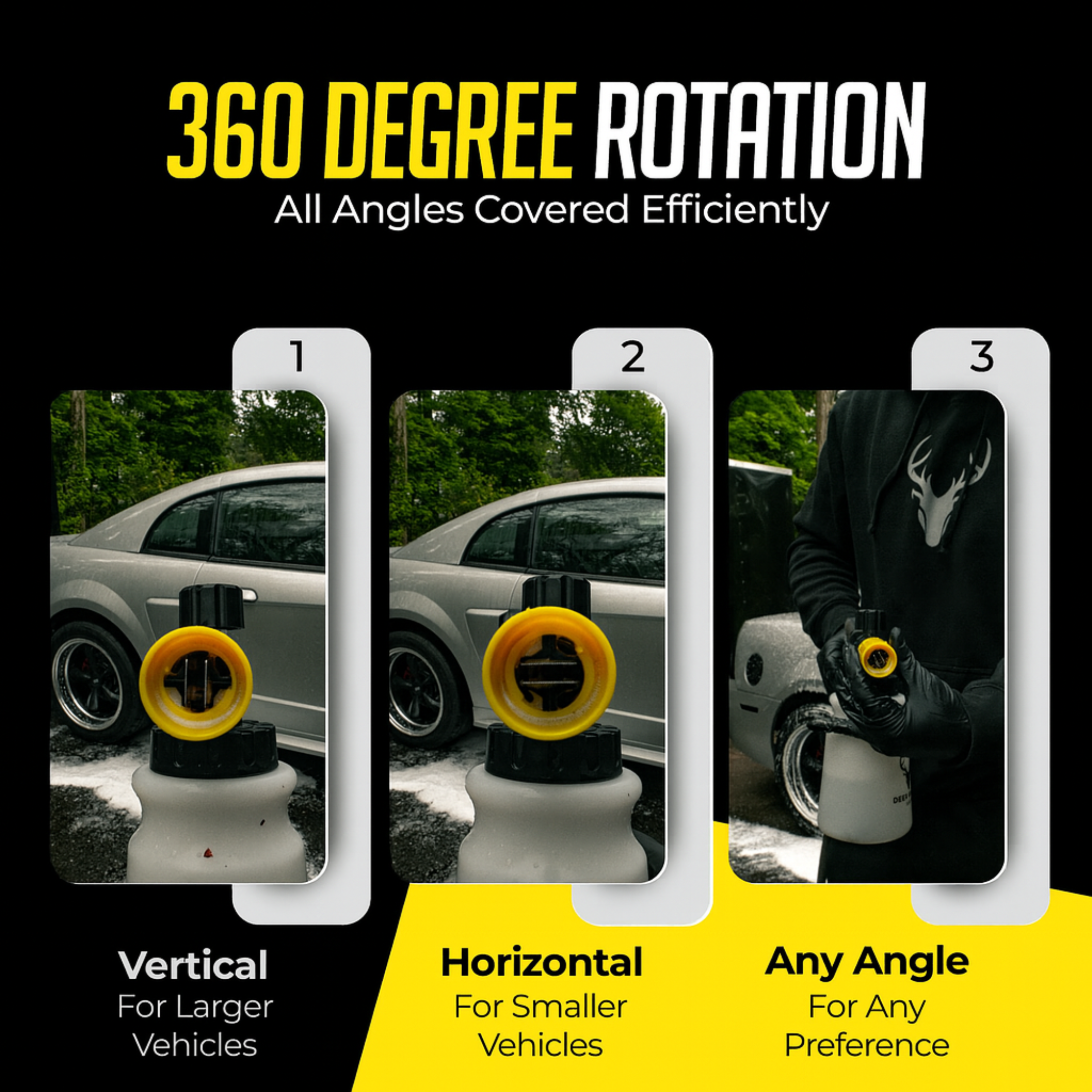 Deer Brook Shop The HORNET Foam Cannon(1L Wide Neck Bottle), Pressure Washer Soap Gun Attachment with Adjustable Foam Dial, 1/4